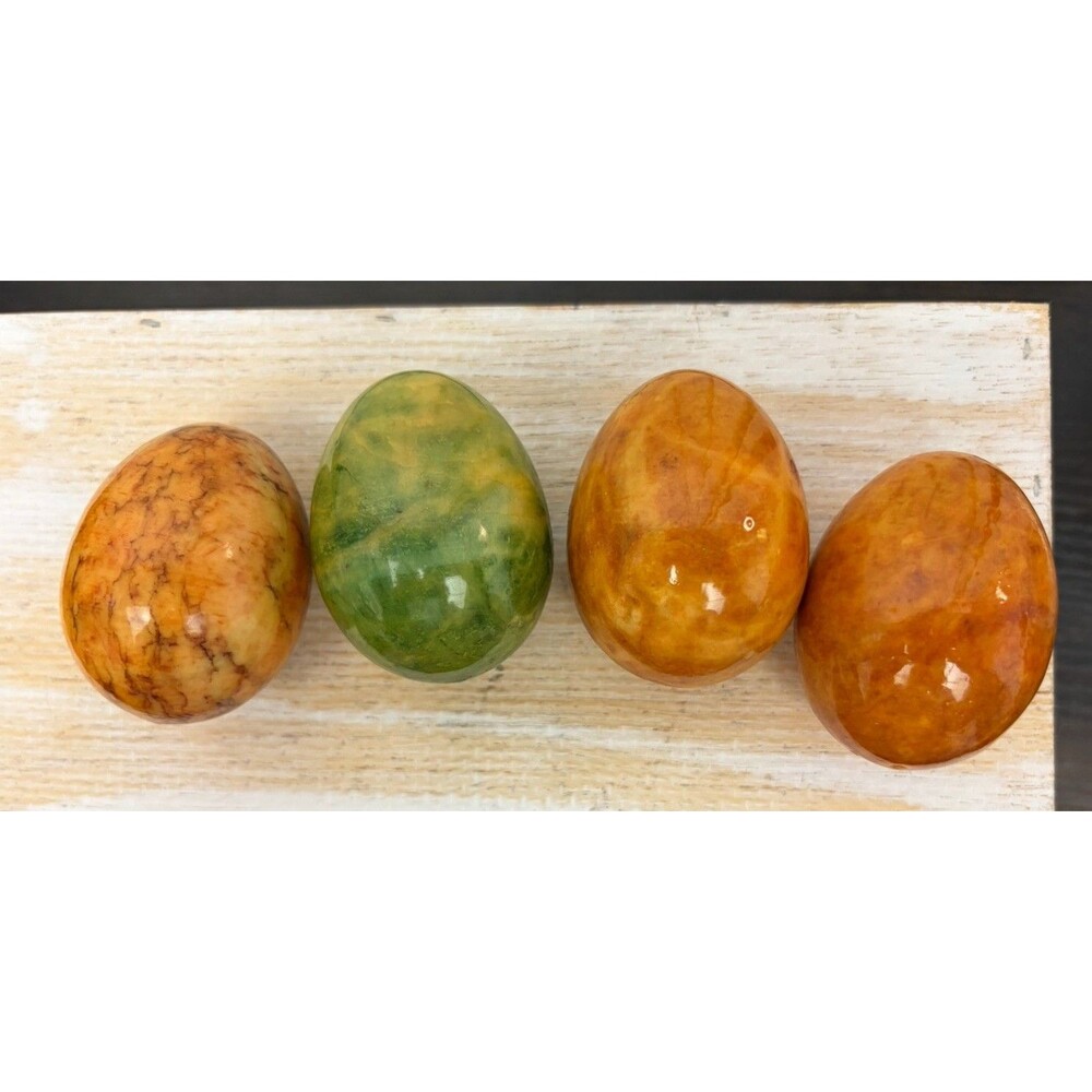 Lot of 4 Multicolor VINTAGE Alabaster / Marble  Eggs, Gorgeous